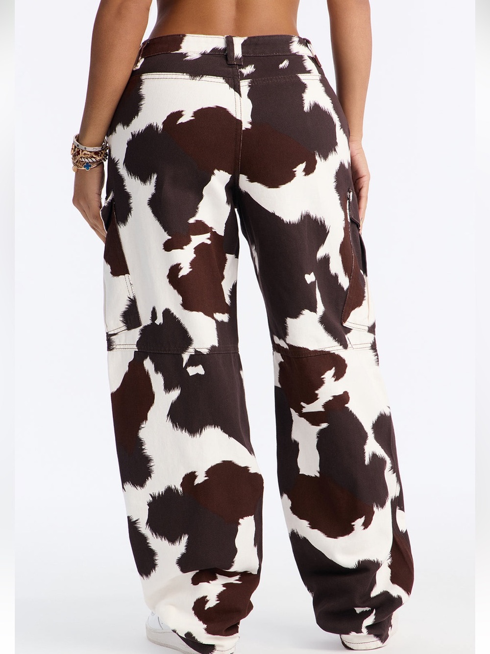 Fashion Nova Brown & White Cheyenne Cargo Jeans - Picture 6 of 9